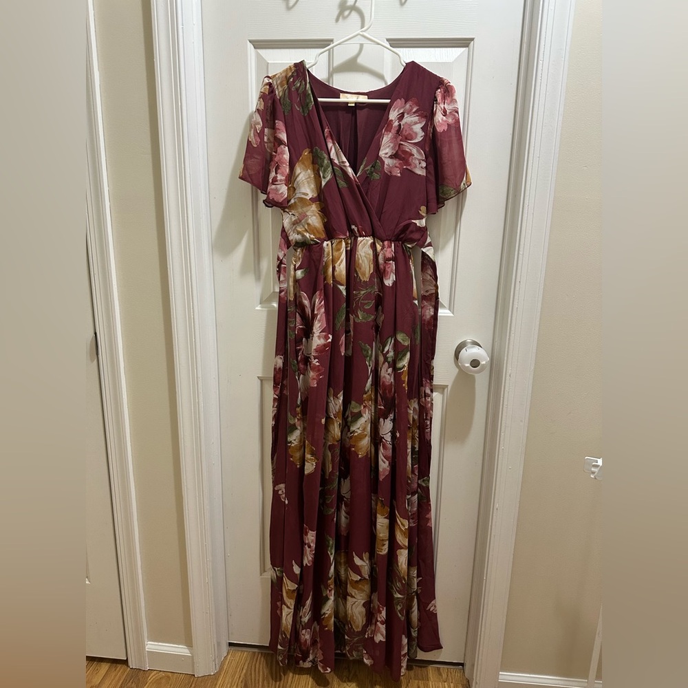 Floral Burgundy Maxi Dress - Maternity Friendly!